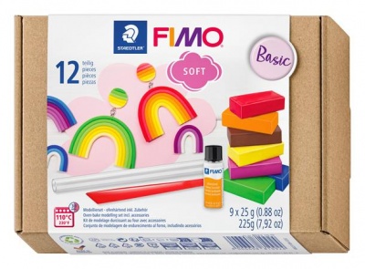 Gyurma készlet, 9x25 g, égethető, FIMO "Soft Basic", 9 különböző szín